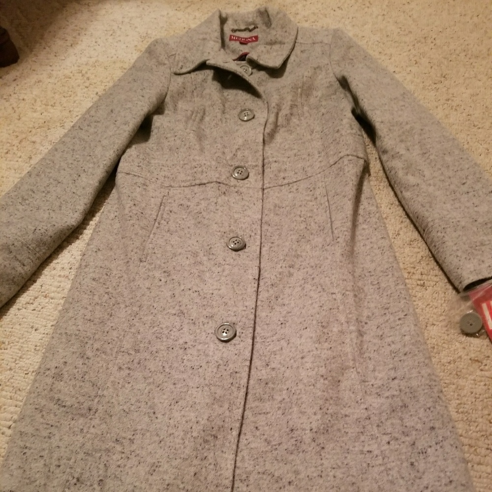 NWT Gray speckled small pea coat